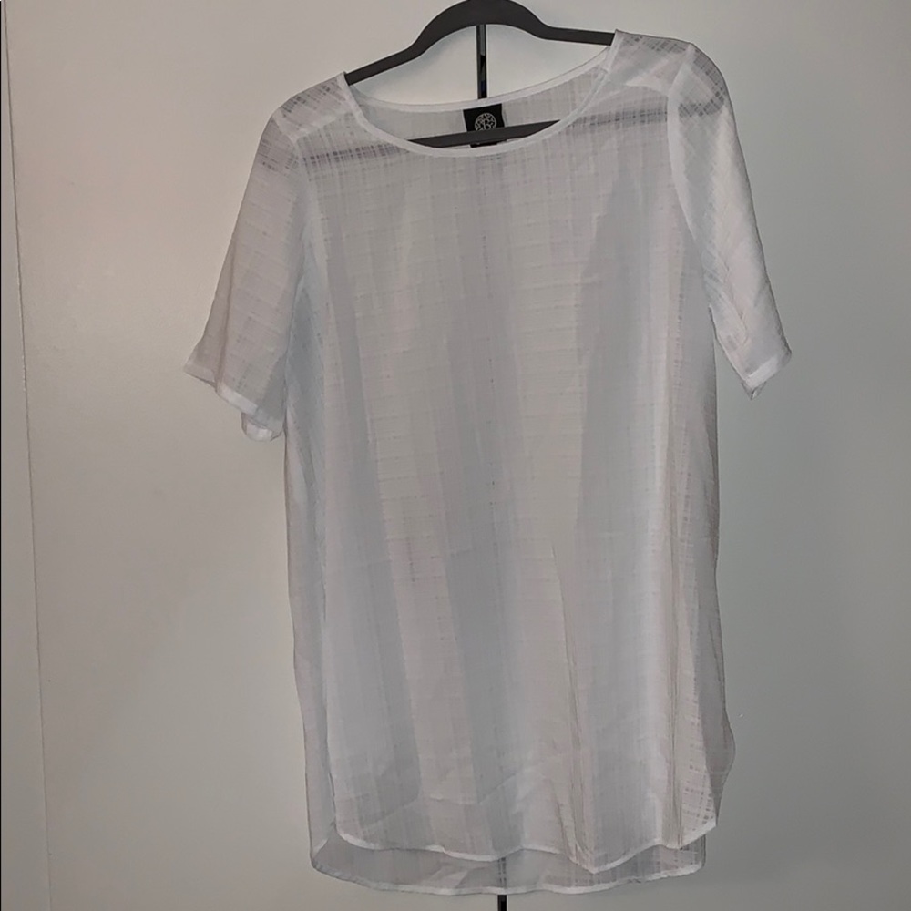 Bobeau White windowpane tunic